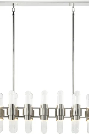 Affordable Pillar 32 Light 48 inch Polished Nickel Linear Chandelier Ceiling Light