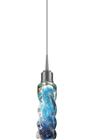 Aria 1 Light 2 inch Matte Chrome Small Pendant Ceiling Light in Blue Glass Top Pick