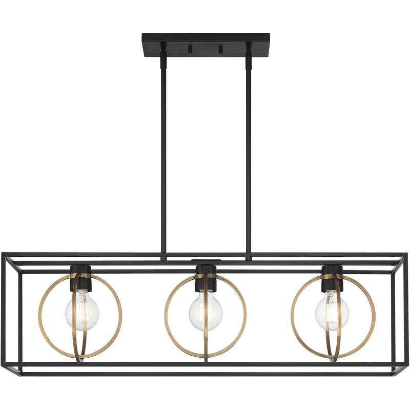 Buy Online Kew Gardens 3 Light 36 inch Matte Black Island Light Ceiling Light
