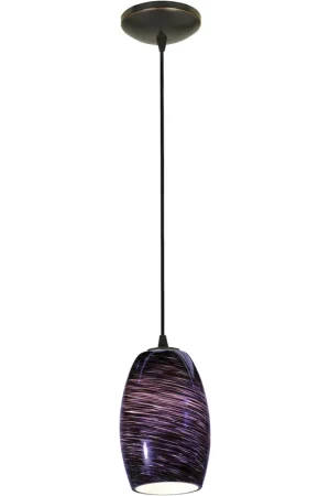 Chianti 1 Light 5 inch Oil Rubbed Bronze Pendant Ceiling Light in Purple Swirl Price Drop