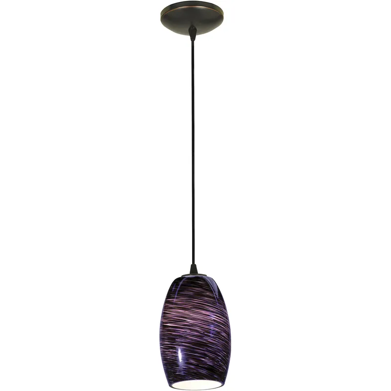 Chianti 1 Light 5 inch Oil Rubbed Bronze Pendant Ceiling Light in Purple Swirl Price Drop