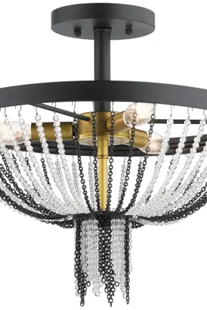 Brand New Alexia 3 Light 16 inch Textured Black Semi Flush Light Ceiling Light