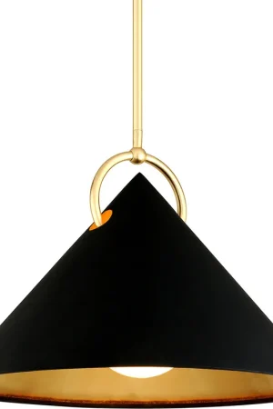 Charm 1 Light 30 inch Black and Gold Leaf Pendant Ceiling Light Crafted