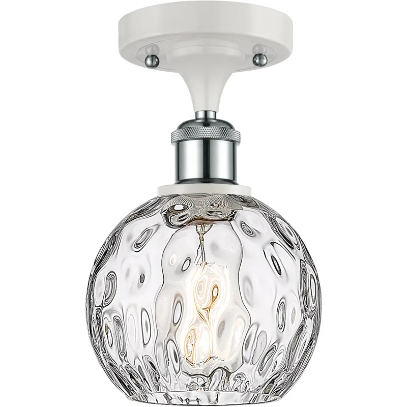 Direct From Factory Ballston Athens Water Glass 1 Light 6 inch White and Polished Chrome Semi-Flush Mount Ceiling Light
