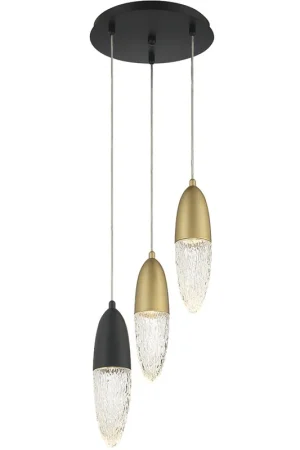 Best Choice Ecrou 3 Light 12.25 inch Gold and Black Chandelier Ceiling Light