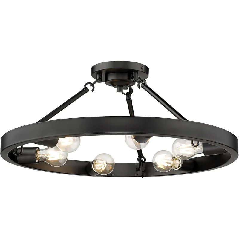 Hot Deal Castile 6 Light 24 inch Matte Black Semi-Flush Mount Ceiling Light
