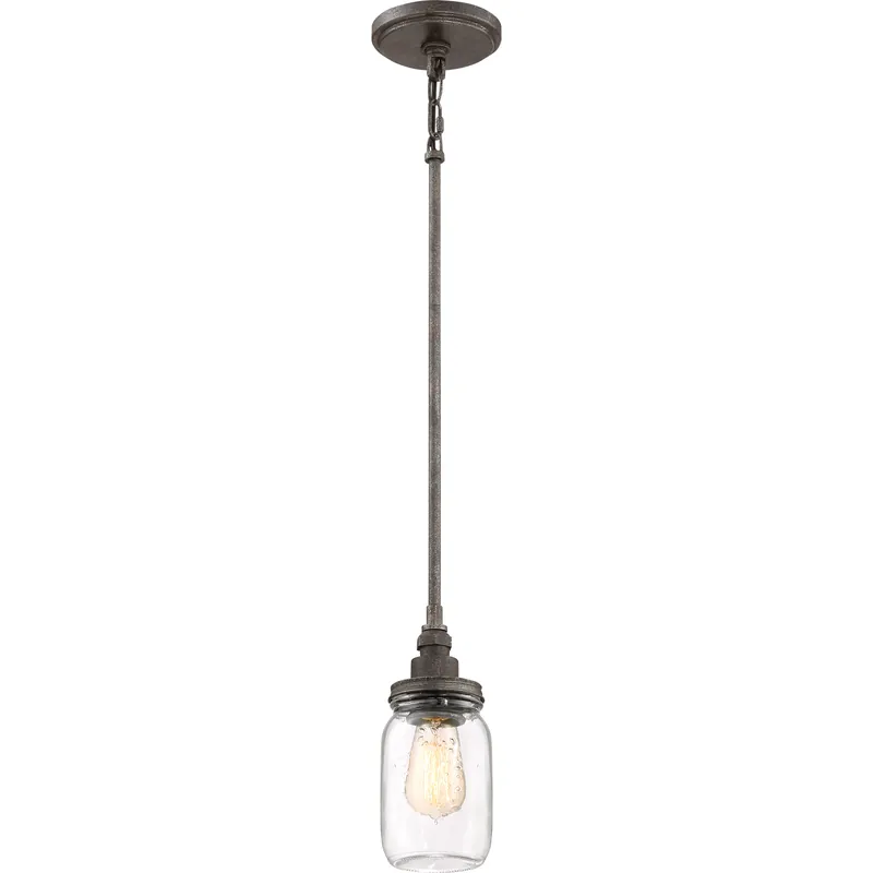 Squire 1 Light 4 inch Rustic Black Mini Chandelier Ceiling Light, Rod Hung Premium