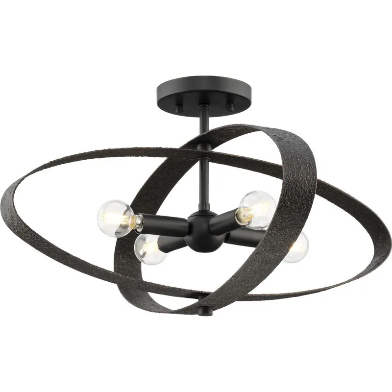 Allegheny 4 Light 24 inch Matte Black Semi-Flush Mount Ceiling Light, Design Series Best Seller