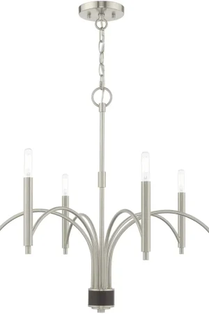 Authentic Wisteria 6 Light 26 inch Brushed Nickel Chandelier Ceiling Light
