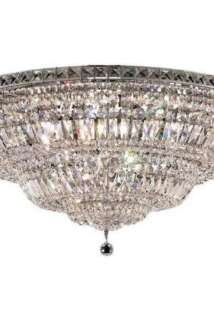 Certified Tranquil 21 Light 36 inch Chrome Flush Mount Ceiling Light in Royal Cut