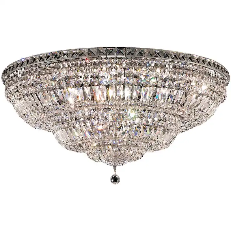 Certified Tranquil 21 Light 36 inch Chrome Flush Mount Ceiling Light in Royal Cut