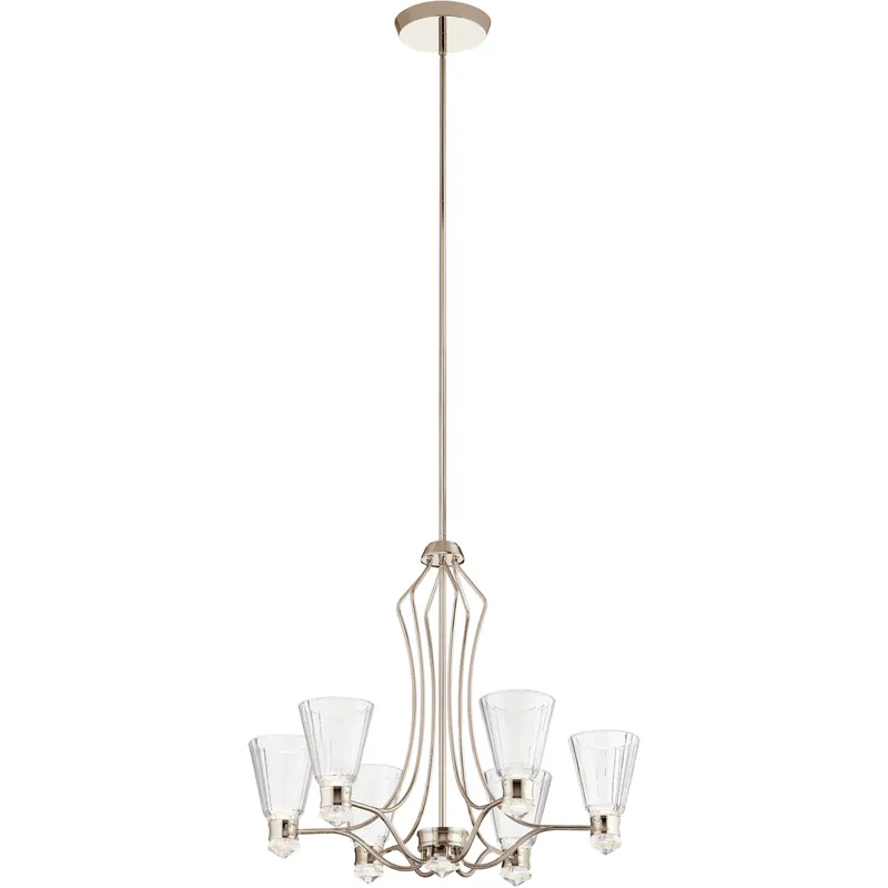 Seasonal Sale Kayva LED 28 inch Polished Nickel Chandelier 1 Tier Medium Ceiling Light, 1 Tier Medium