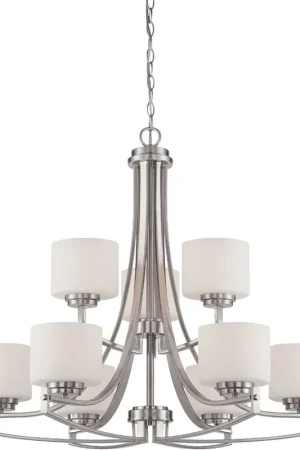 Big Sale Axel 9 Light 32 inch Satin Platinum Chandelier Ceiling Light