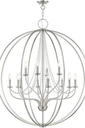 Bulk Order Arabella 12 Light 40 inch Brushed Nickel Grande Foyer Chandelier Ceiling Light