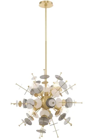 Circulo 6 Light 24 inch Satin Brass Pendant Chandelier Ceiling Light Luxury