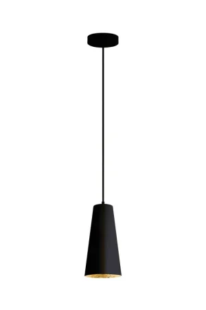 Certified Pratella 1 1 Light 5.43 inch Structured Black Exterior and Gold Leaf Interior Pendant Ceiling Light