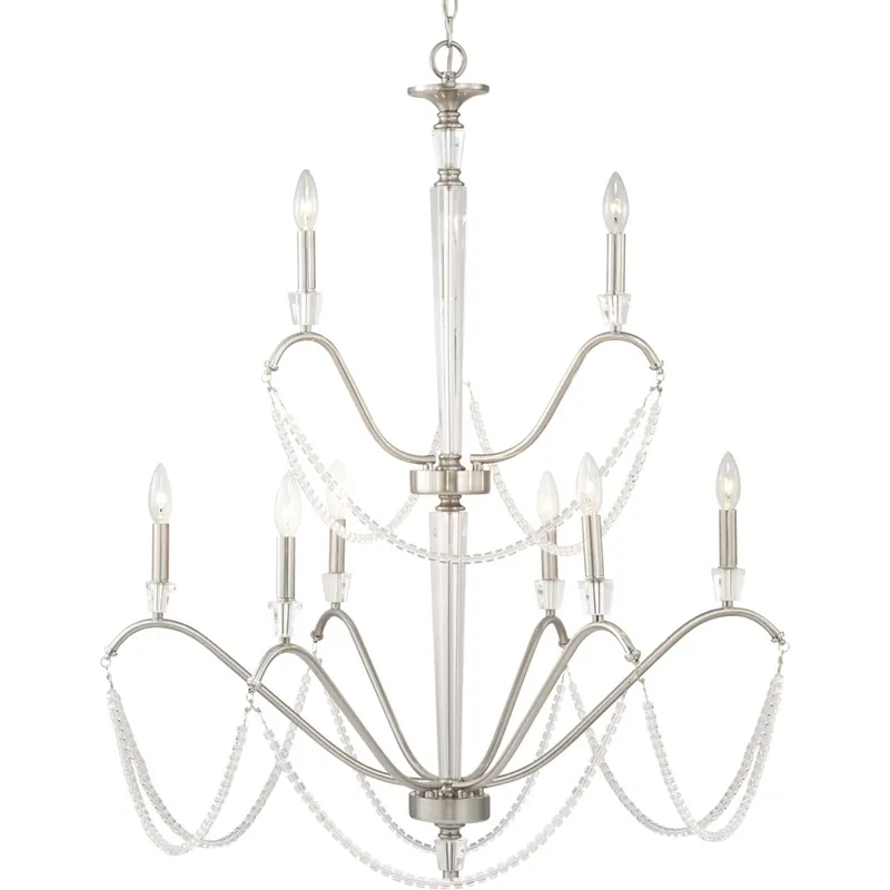 Stratham 9 Light 35.13 inch Brushed Nickel Chandelier Ceiling Light, Design Series Fan Favorite