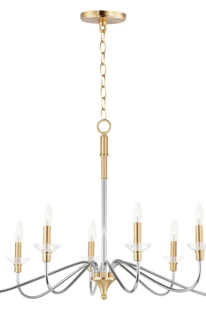 Clarion 8 Light 38 inch Polished Chrome/Satin Brass Chandelier Ceiling Light No Minimum Order