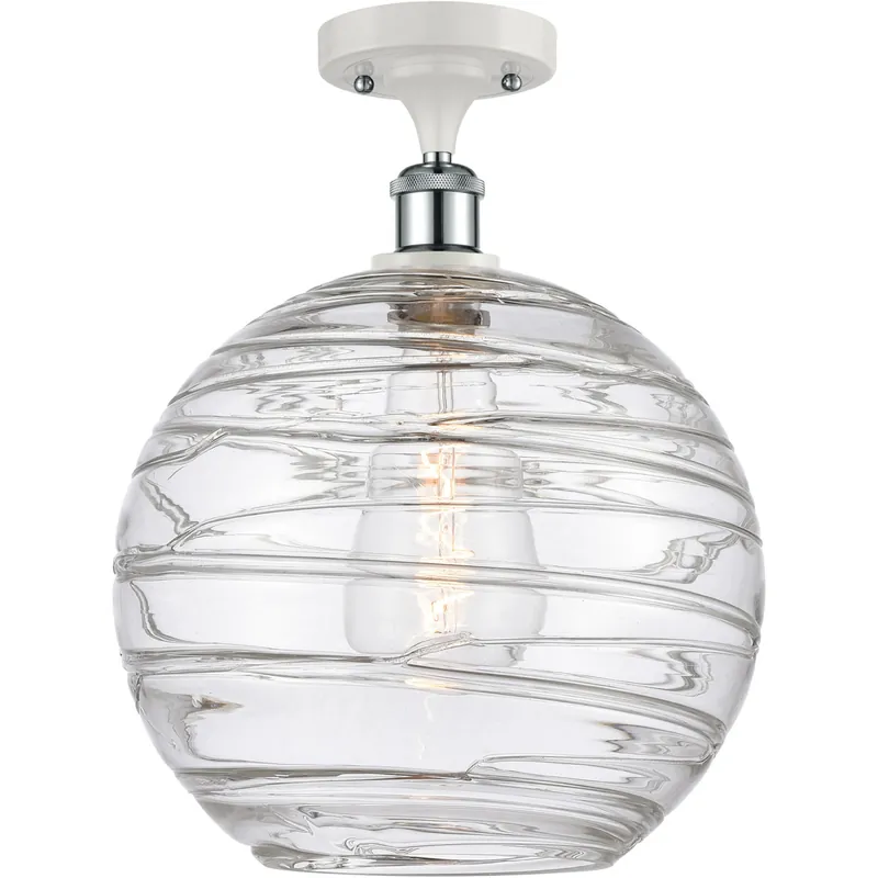 Crafted Ballston X-Large Deco Swirl LED 12 inch White and Polished Chrome Semi-Flush Mount Ceiling Light, Ballston