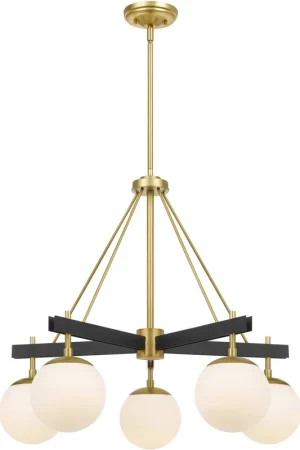 Allie 5 Light 28 inch Black/Satin Brass Chandelier Ceiling Light Special Discount