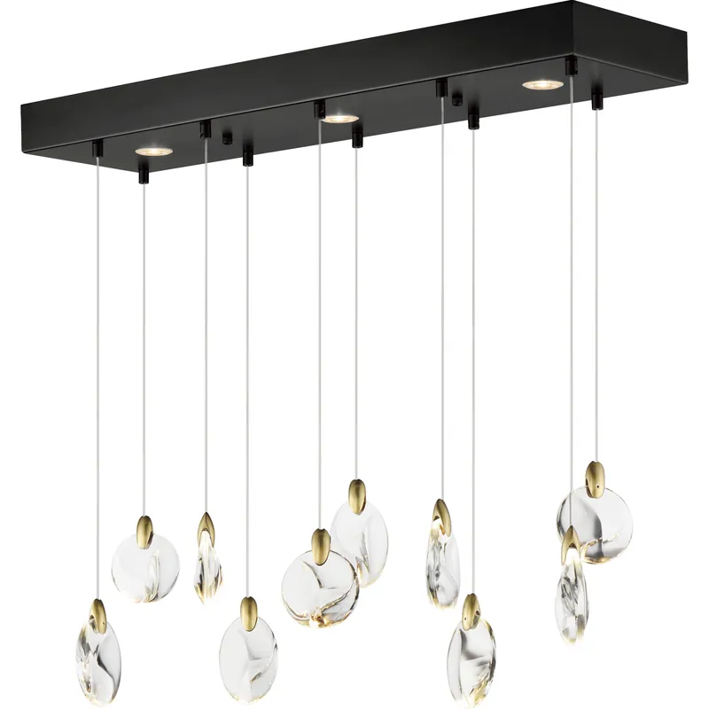 Pebble LED 35.5 inch Black and Polished Gold Linear Pendant Ceiling Light Same Day Shipping