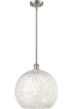 Ballston White Mouchette 1 Light 13.75 inch Brushed Satin Nickel Stem Hung Pendant Ceiling Light Popular