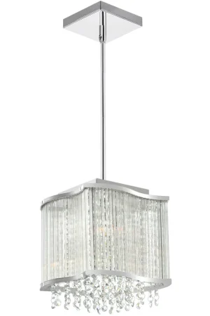 Authentic Elsa 3 Light 10 inch Chrome Drum Shade Mini Pendant Ceiling Light