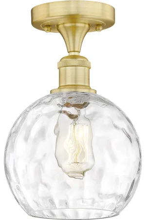 Brand New Athens Water Glass 1 Light 8 inch Satin Gold Semi-Flush Mount Ceiling Light