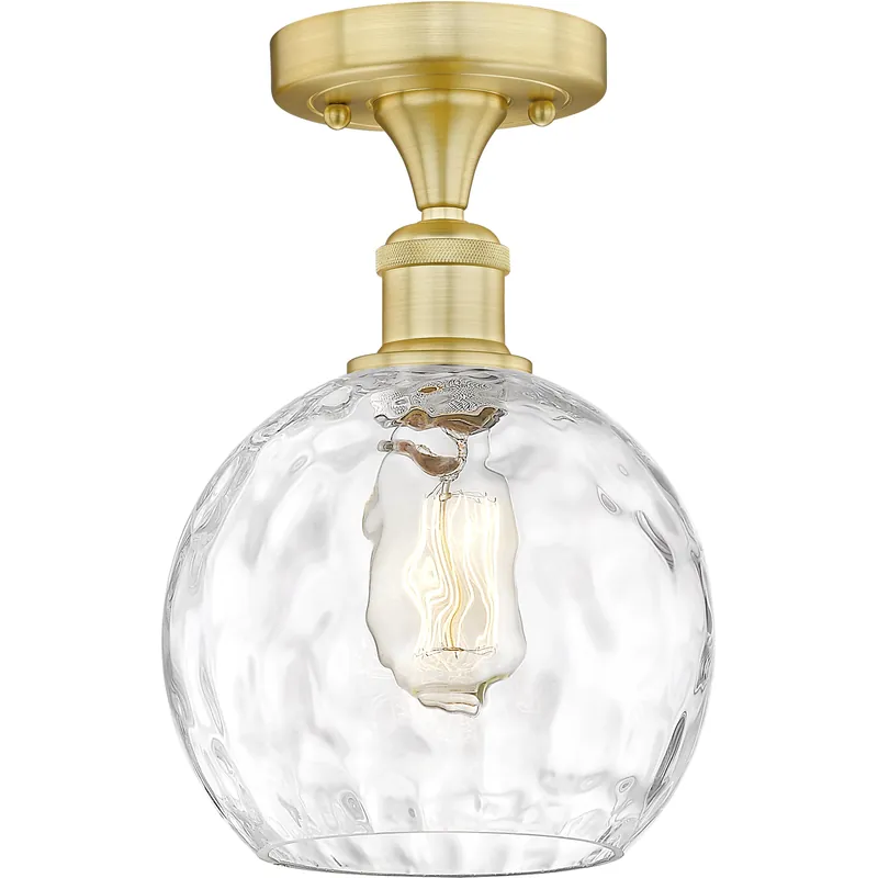 Brand New Athens Water Glass 1 Light 8 inch Satin Gold Semi-Flush Mount Ceiling Light