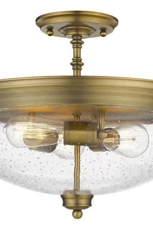 Amon 3 Light 15 inch Heritage Brass Semi Flush Mount Ceiling Light in 5.75 Wholesale