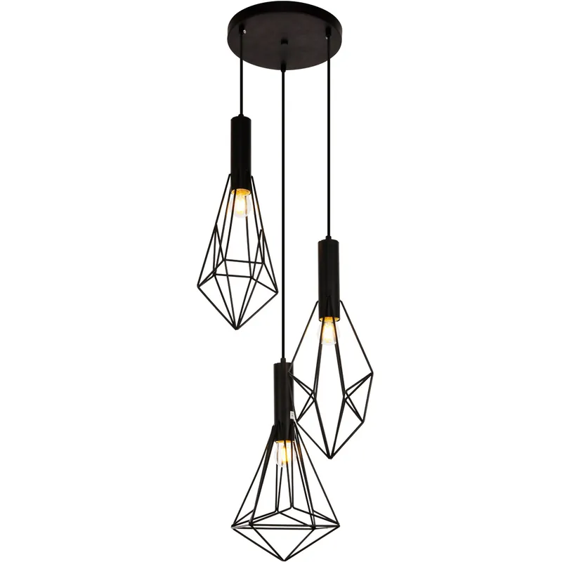 Authentic Jago 3 Light 16 inch Black Pendant Ceiling Light