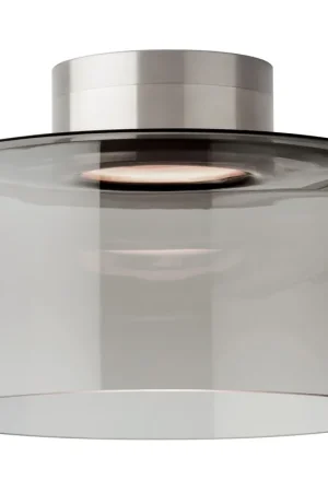 Buy Today Sean Lavin Manette LED 11 inch Satin Nickel Flush Mount Ceiling Light in Transparent Smoke Glass, Integrated LED