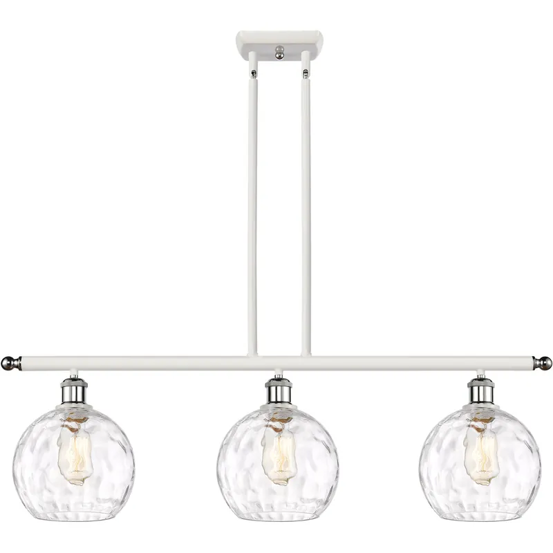 Ballston Athens Water Glass 3 Light 36 inch White and Polished Chrome Island Light Ceiling Light Today Only