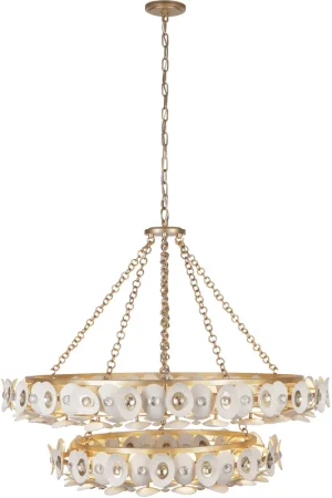 Buy Direct Niu 22 Light 39 inch Coconut Shell Gold / Coconut Shell White Chandelier Ceiling Light