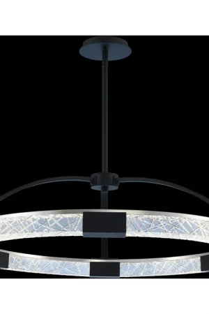 Athena LED 32 inch Matte Black with Polished Nickel Pendant Ceiling Light Premium