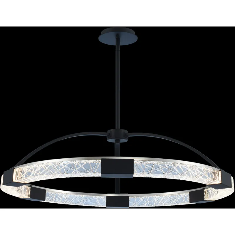 Athena LED 32 inch Matte Black with Polished Nickel Pendant Ceiling Light Premium