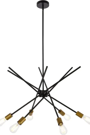 Bargain Armin 6 Light 32 inch Black and Brass Pendant Ceiling Light