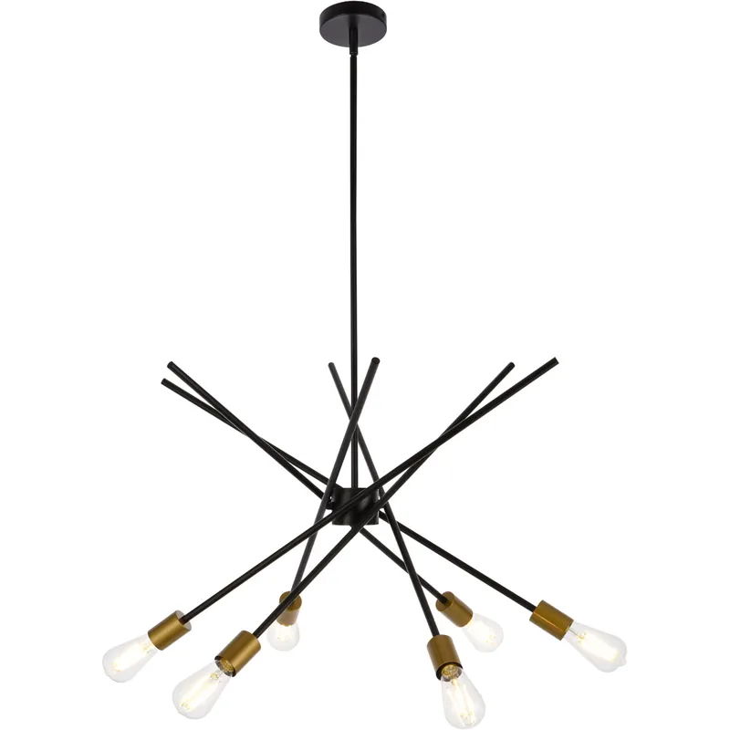 Bargain Armin 6 Light 32 inch Black and Brass Pendant Ceiling Light