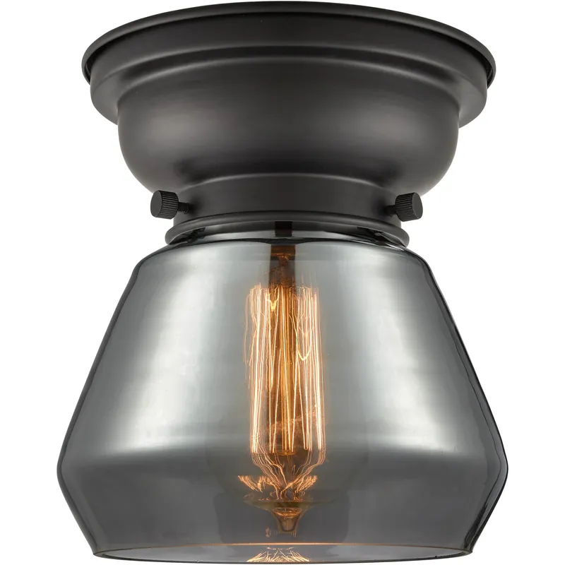 Aditi Fulton 1 Light 7 inch Antique Brass Flush Mount Ceiling Light in Incandescent, Plated Smoke Glass, Aditi Bargain