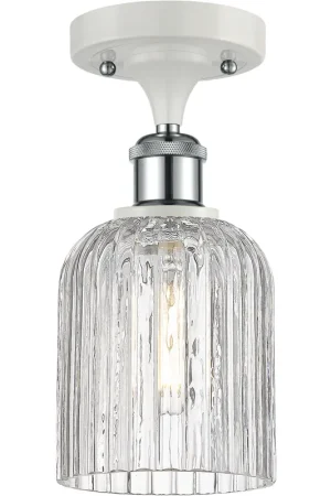 Buy Online Ballston Bridal Veil 1 Light 5 inch White Polished Chrome Semi-Flush Mount Ceiling Light