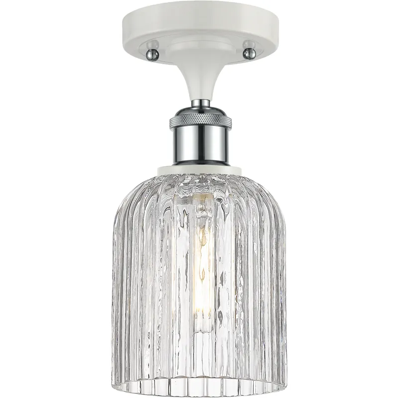 Buy Online Ballston Bridal Veil 1 Light 5 inch White Polished Chrome Semi-Flush Mount Ceiling Light