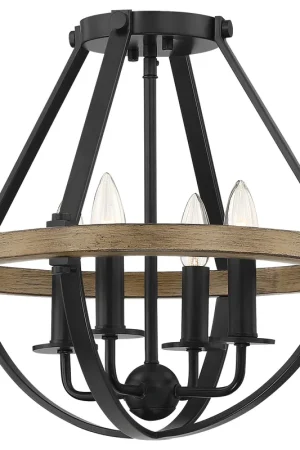 Bartlett 4 Light 16 inch Earth Black Semi-Flush Mount Ceiling Light Luxury