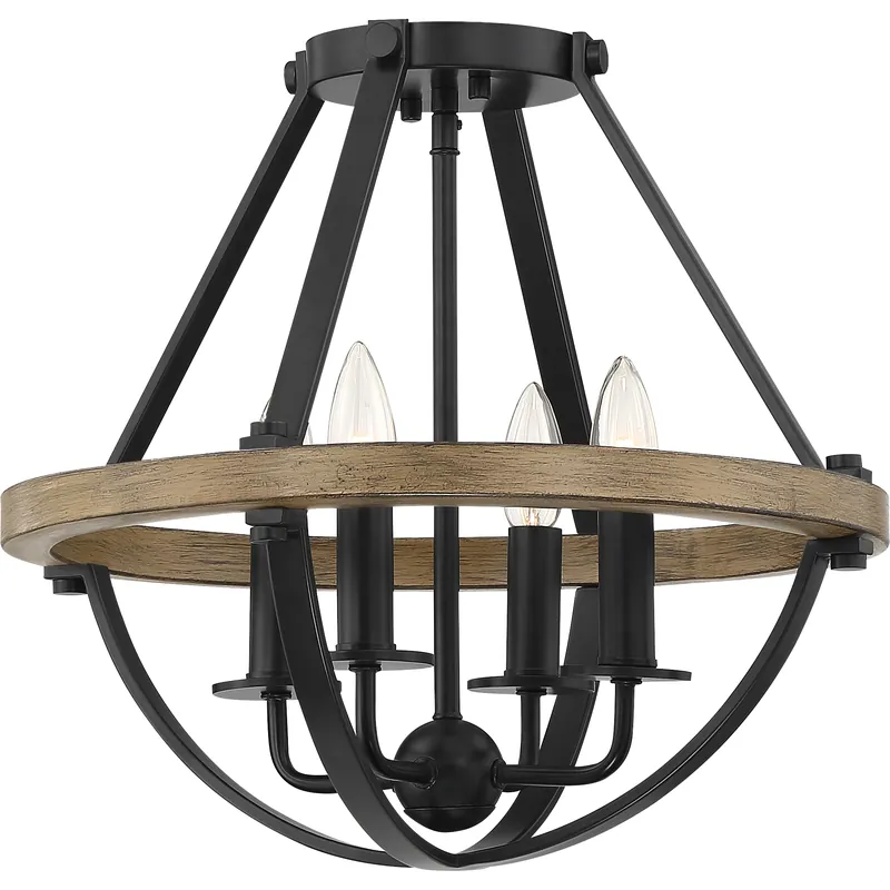 Bartlett 4 Light 16 inch Earth Black Semi-Flush Mount Ceiling Light Luxury