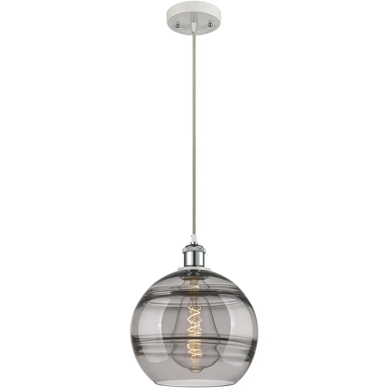 Ballston Rochester 1 Light 10 inch White Polished Chrome Cord Hung Mini Pendant Ceiling Light Must Have