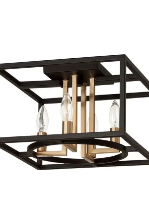 Buy Today Mundazo 4 Light 12.99 inch Black and Brushed Gold Flush Mount Ceiling Light