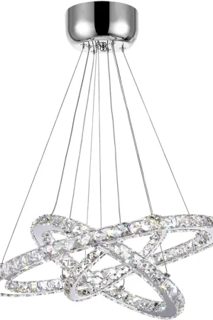 Authentic Ring LED 32 inch Chrome Chandelier Ceiling Light