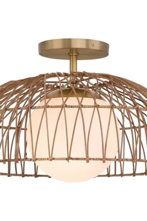 Bohemian 1 Light 18 inch Natural Brass Convertible Pendant or Semi-Flush Ceiling Light, Pendant or Semi-Flush New Arrival