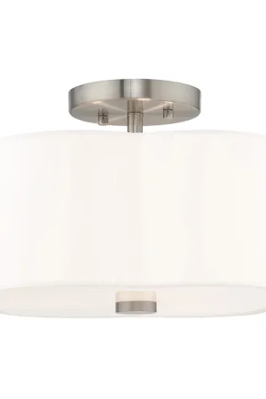 Chelsea 3 Light 15 inch Brushed Nickel Semi-Flush Mount Ceiling Light Mega Sale