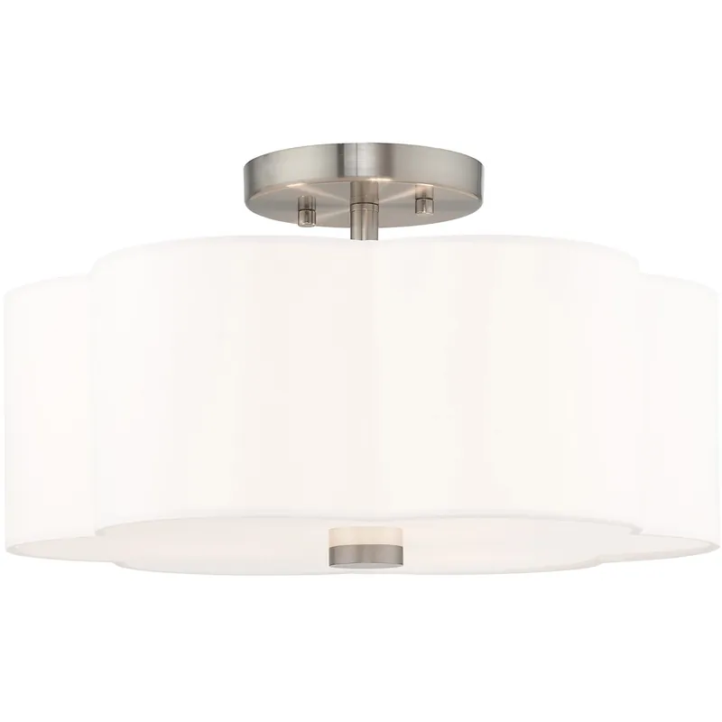 Chelsea 3 Light 15 inch Brushed Nickel Semi-Flush Mount Ceiling Light Mega Sale