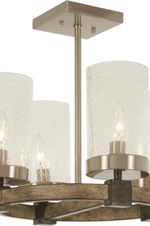 Bridlewood 4 Light 16 inch Stone Grey/Brushed Nickel Semi Flush Mount Ceiling Light Mega Sale